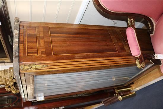 A 19th century French Louis XVI style kingwood and rosewood vitrine, W.2ft 7in. D.1ft 2in. H.4ft 5in.